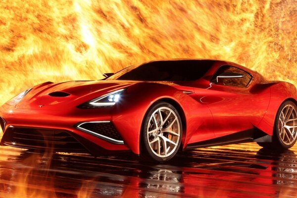 A sports car in a fire trap