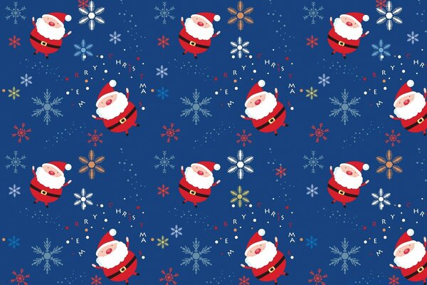 Christmas wallpaper with Santa Claus and snowflakes