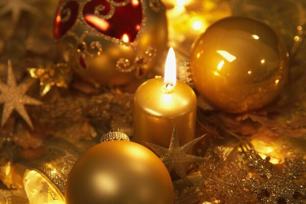 Christmas decorations in gold color