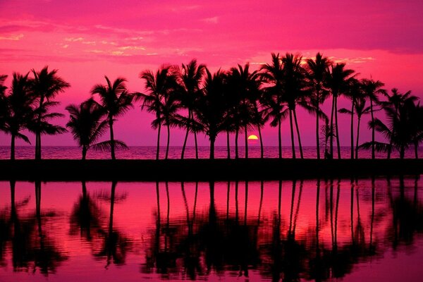 Herrlicher Sonnenuntergang mit Reflexion im Wasser