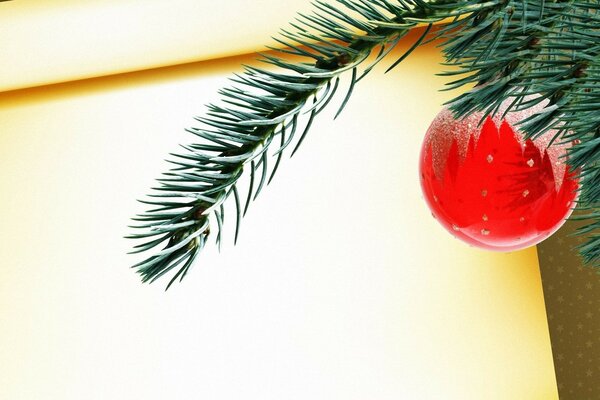 New Year s ball on the Christmas tree branch