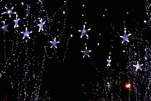 Guirnalda de Navidad brillante al aire libre