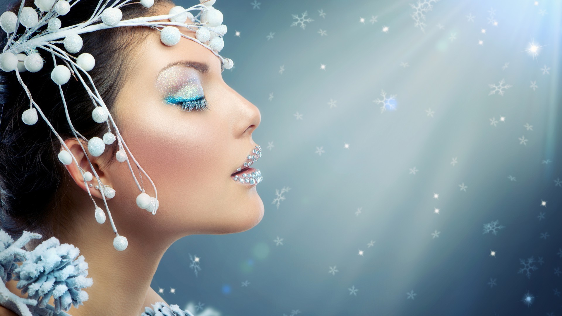 лицо и улыбка девушка женщина модель мода портрет красивые гламур лицо зима снег рождество магия