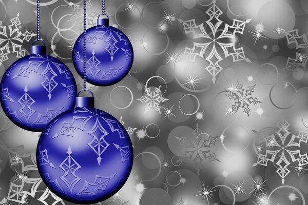 Grey background with bright Christmas balls