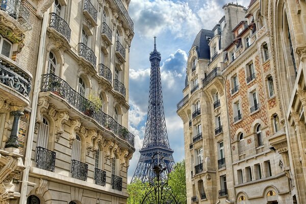 Buildings of old construction and a tower in a share