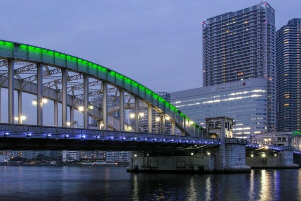 Pont architectural sur le fond de la ville