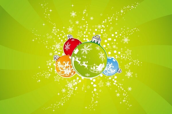 Christmas toys New Year green background