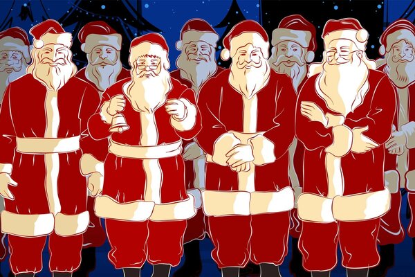 Um monte de Papai Noel ilustrações de férias de Natal