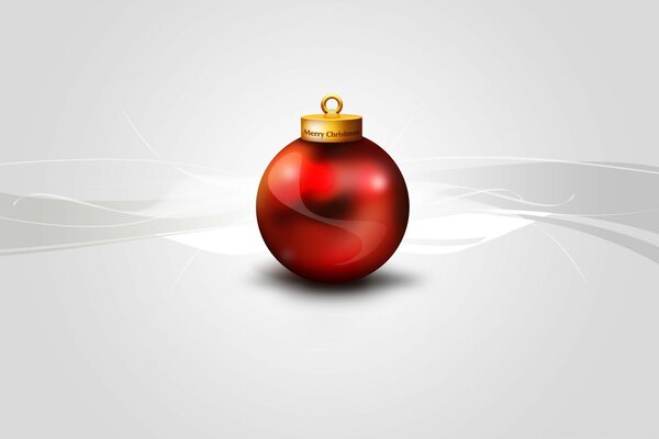 Red Christmas ball on a gray background