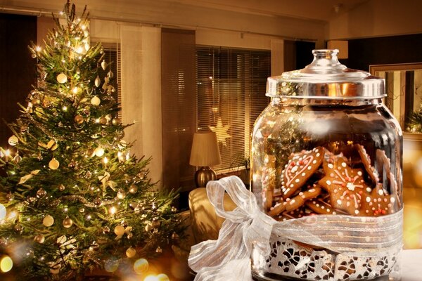 le Nouvel an. Biscuits au sapin et au gingembre