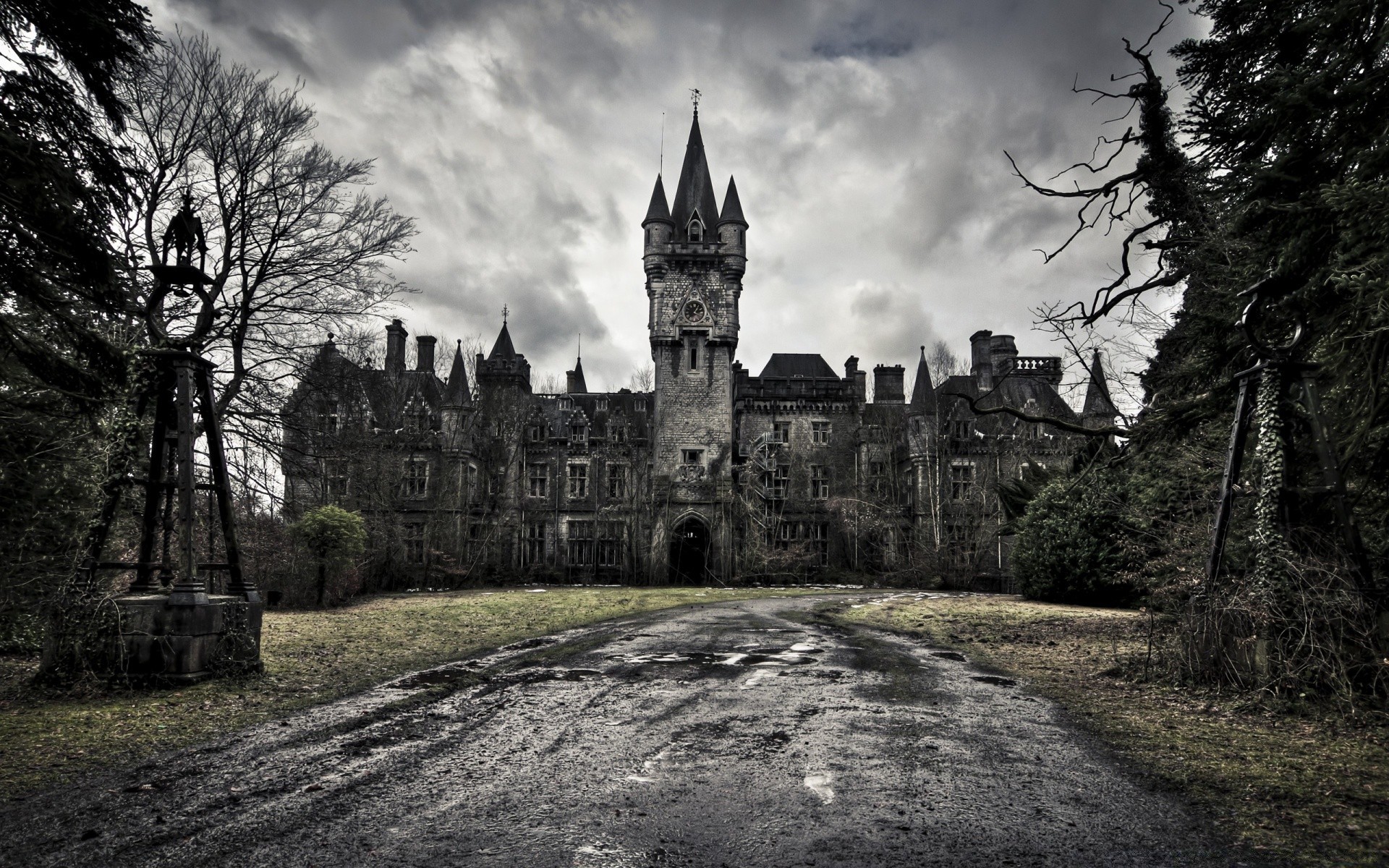 halloween architecture château vieux voyage maison gothique ciel arbre à l extérieur antique