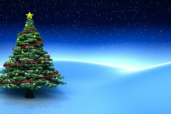 圣诞树在北极光为桌面