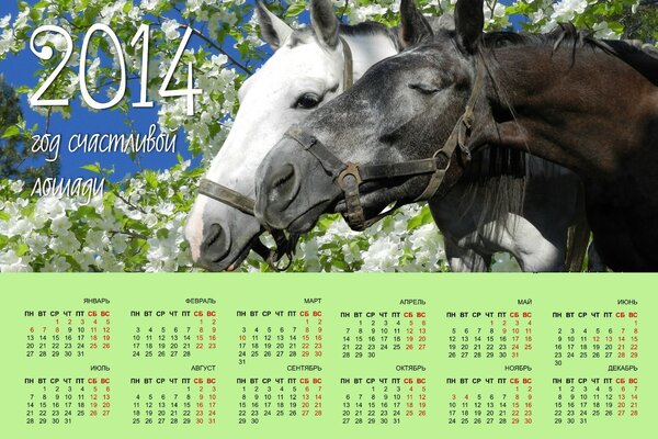 Calendario del caballo para el año nuevo