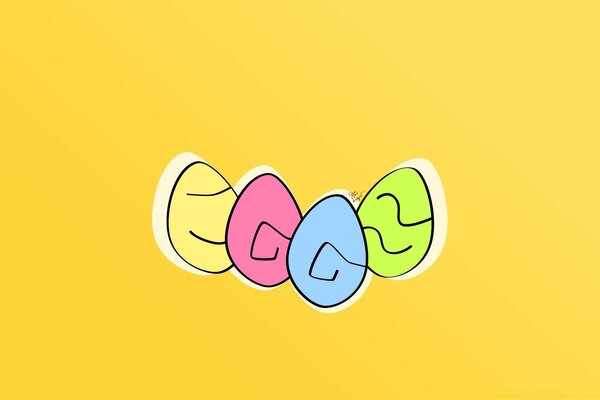 Easter eggs on a yellow background