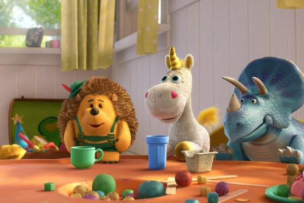 Image du dessin animé toy story 3 avec un hérisson et une licorne