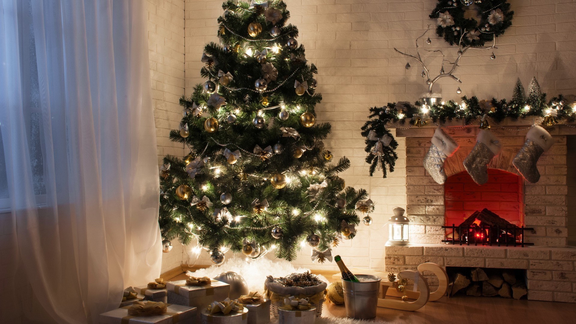 nuovo anno natale albero camera decorazione tavolo candela vacanza