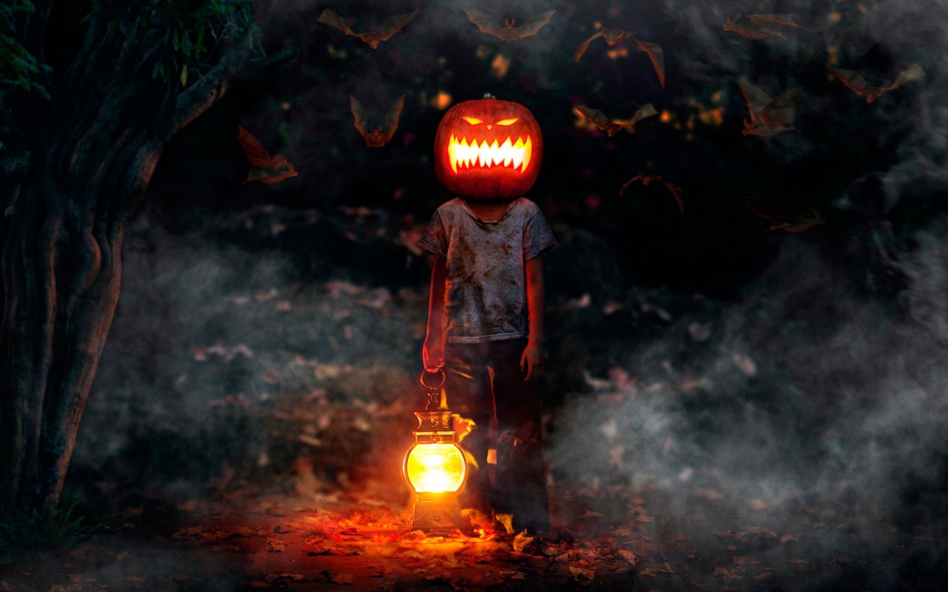 halloween fiamma fumo scuro lanterna bruciato luce candela raccapricciante