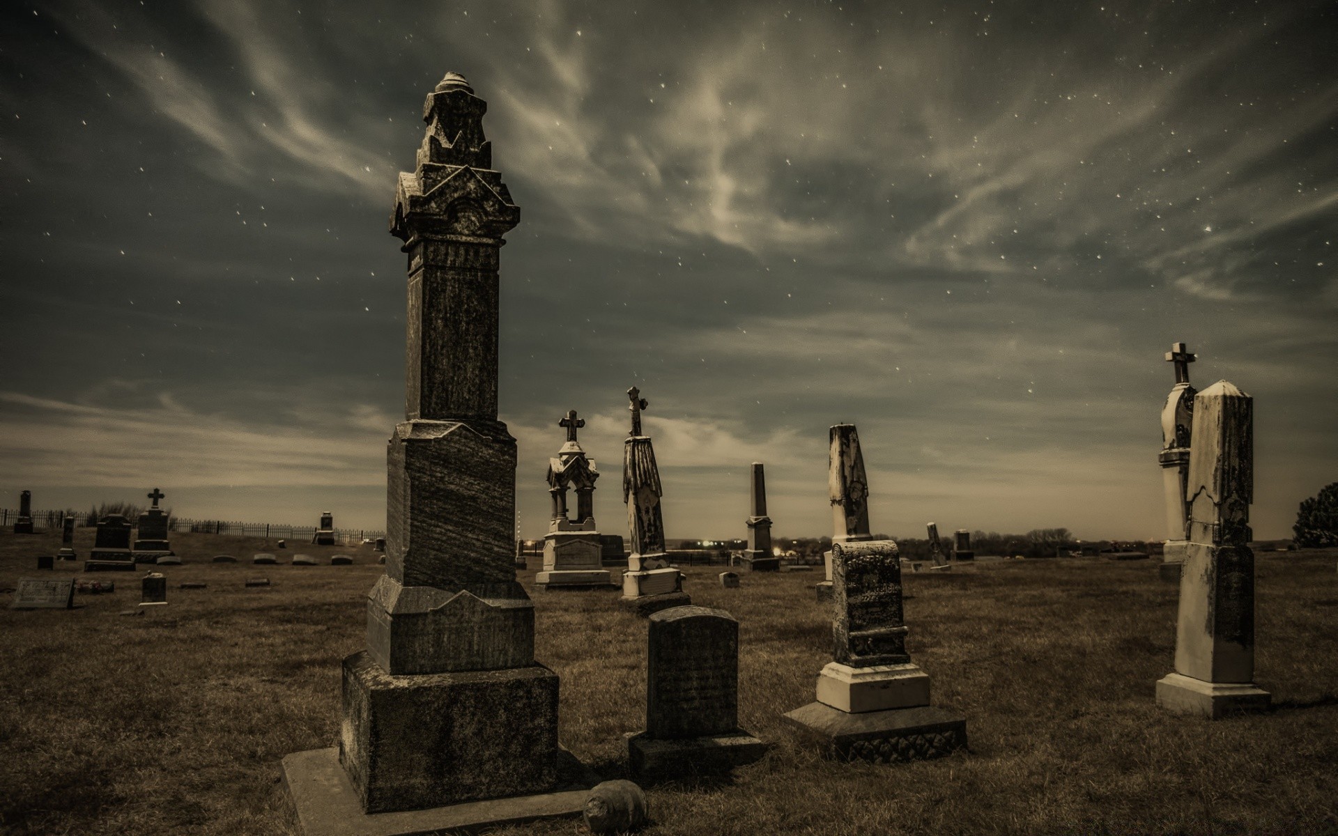 halloween cemetery monochrome sunset architecture travel sky grave outdoors religion light tower statue