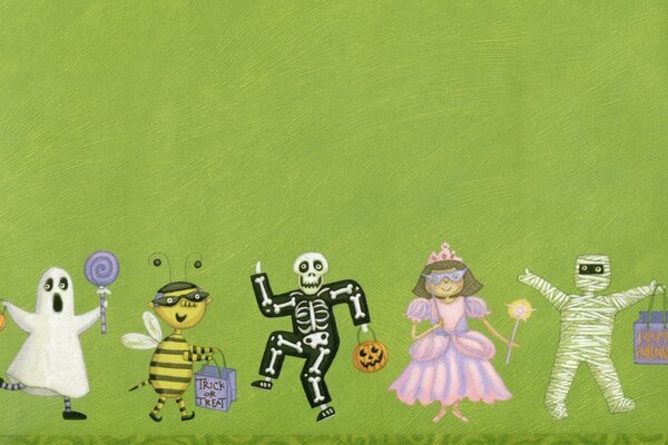 Illustration. Halloween party. Costume party