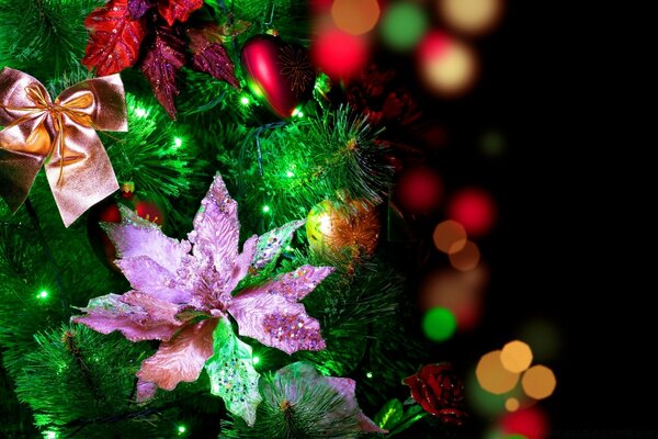 Christmas tinsel with toys