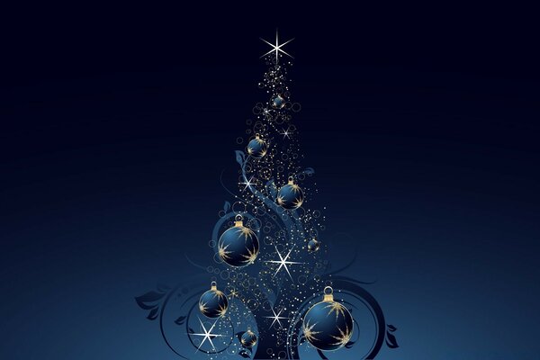 Árbol de Navidad creativo de color azul oscuro