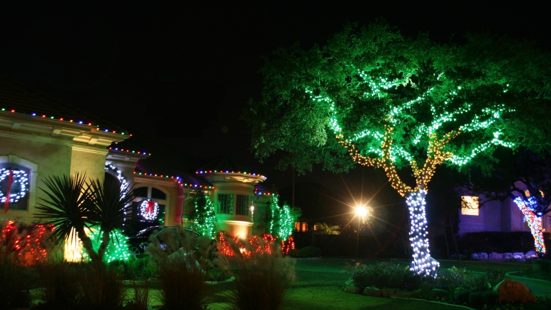 notte sera crepuscolo sera crepuscolo sera natale albero festival luce viaggi all aperto vacanze vacanze luci led musica