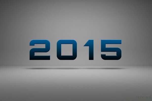 أرقام 2015 التدرج من الأزرق الداكن إلى الأسود على خلفية رمادية