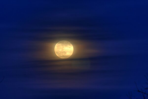 Una Luna brillante brilla en el cielo