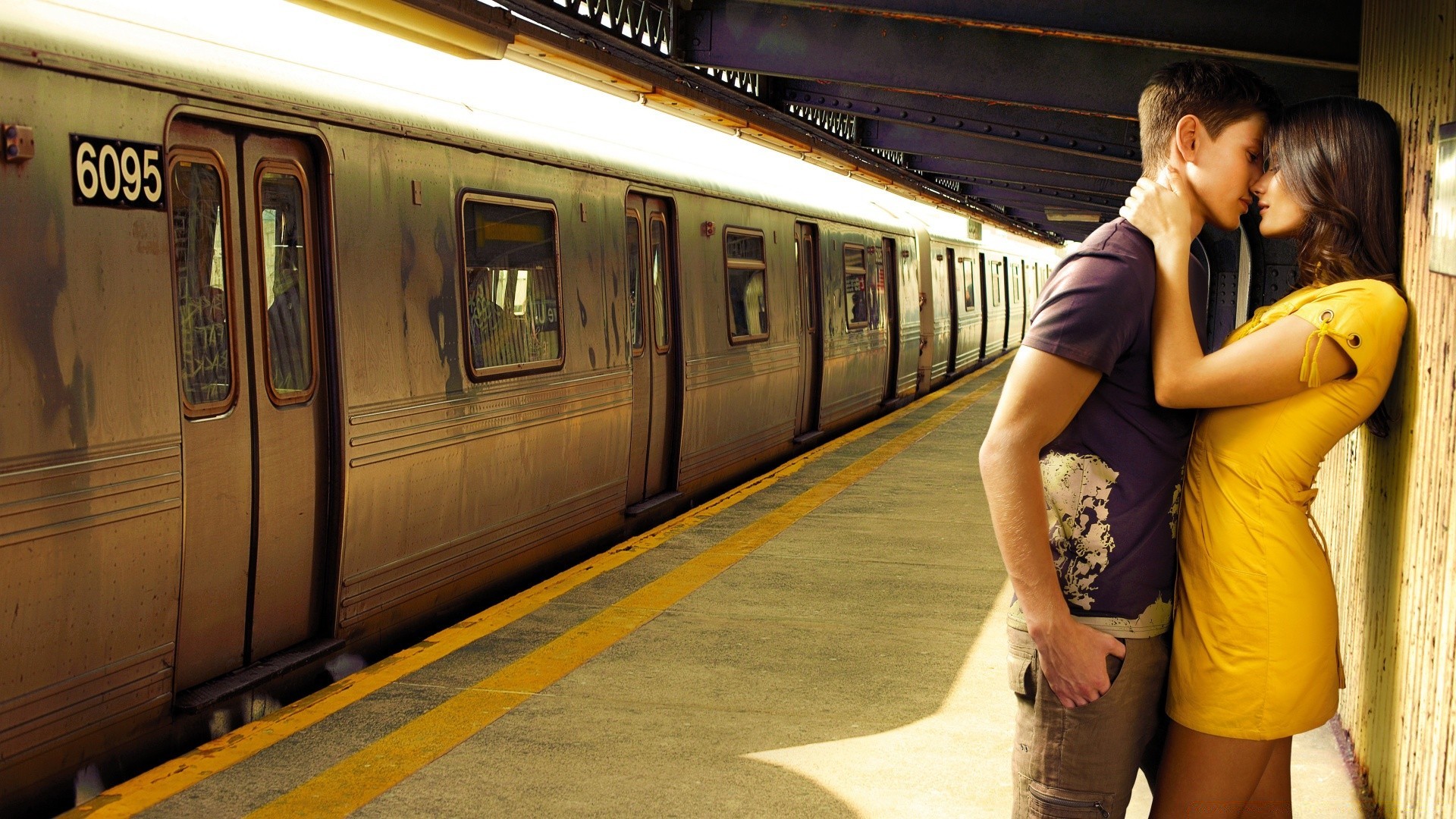 valentine s day train railway tube travel woman transportation system portrait adult city blur