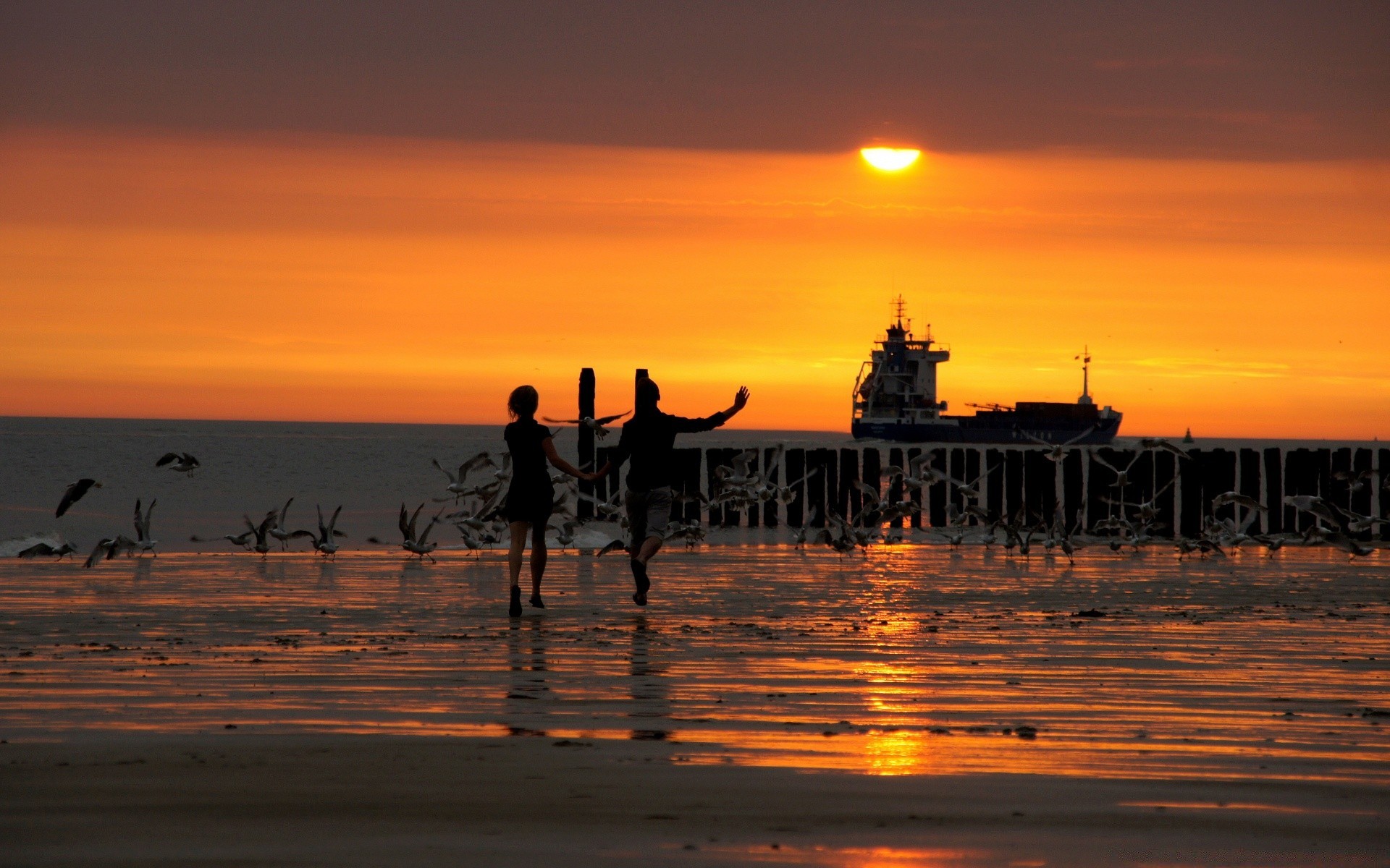 saint valentin coucher de soleil eau aube crépuscule soirée plage mer soleil voyage ciel océan à l extérieur réflexion