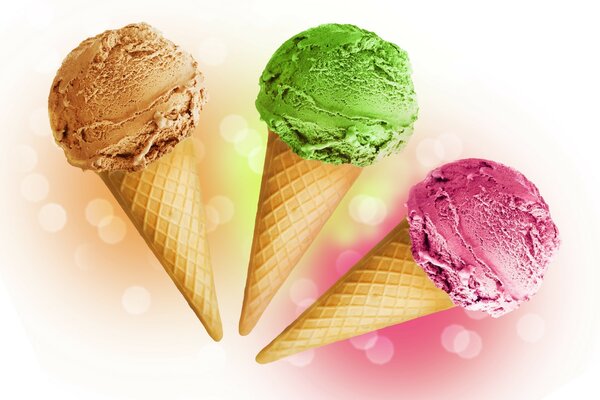 Frozen in cone cakes of different colors