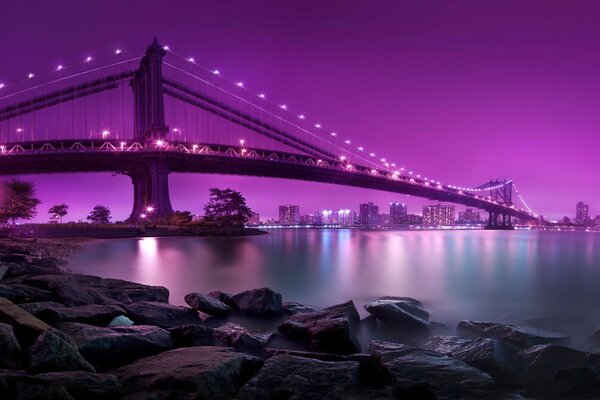 Pont magnifiquement éclairé par des lumières