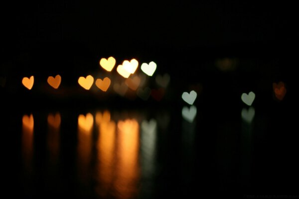 Corazones en la foto, efecto bokeh