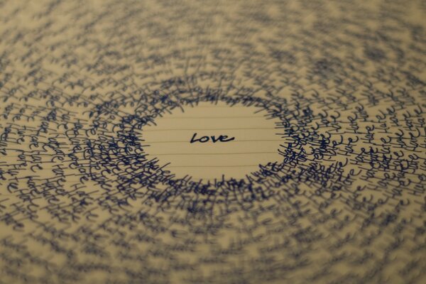 The inscription Love in a circle of letters