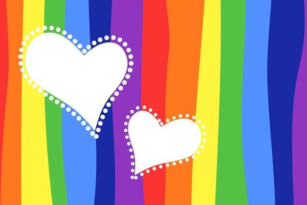 Graphic design. Hearts on multicolored