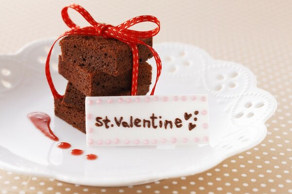 Carte de voeux pour la Saint-Valentin avec l image d un gâteau