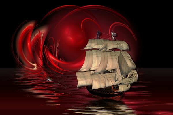 A ship in the red sea gloss