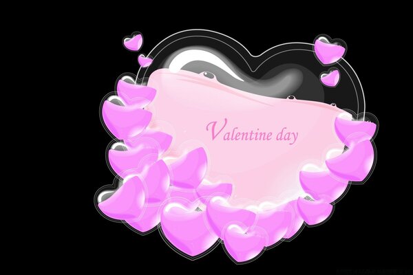 Valentine s Day greeting card design on a black background