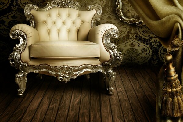 Classic beige leather armchair