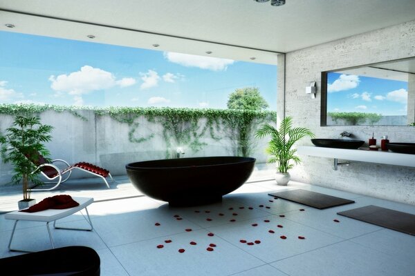 Beautiful bathroom by the window