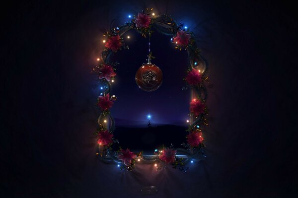 圣诞装饰-发光花圈