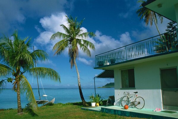 Paisagem de um resort tropical com praia