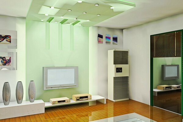 The interior is in a classic style. Home cinema