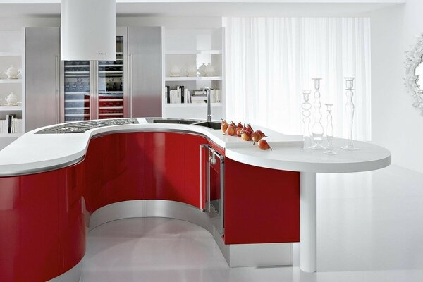 Design della cucina in uno stile moderno di tonalità chiare