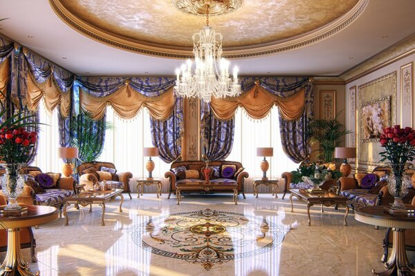 Sala de estar de lujo con muebles elegantes