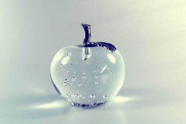 Transparent apple with bubbles