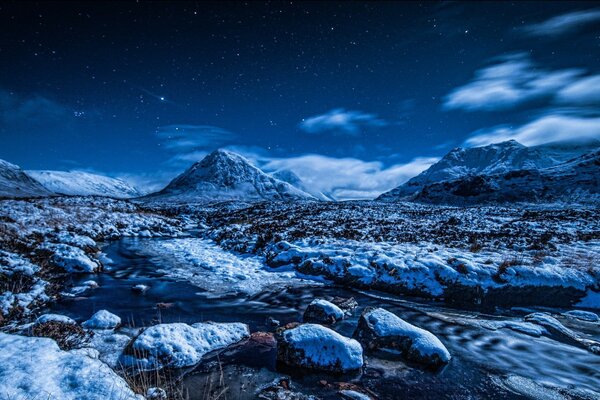 Im Winter wird das Wasser ins Eis gelangen, es gibt Schnee, es sieht keinen See, in dem es Wasser gibt