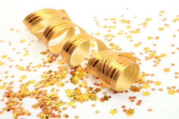 Festive gold ribbon with stars