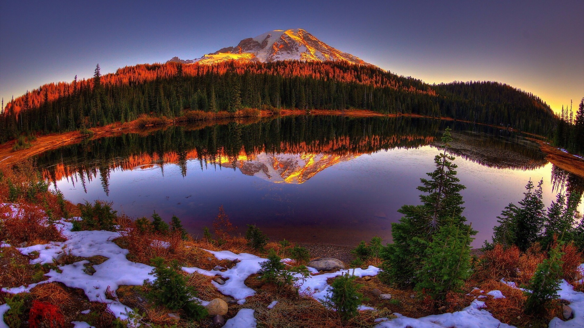 coucher de soleil et aube eau lac neige réflexion voyage à l extérieur nature aube paysage coucher de soleil montagnes ciel automne soir rivière