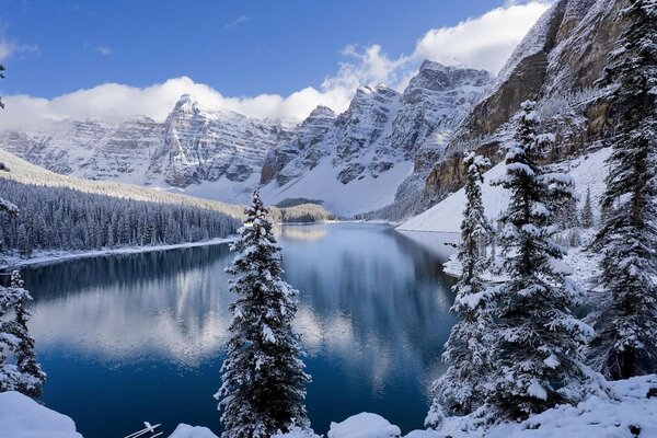 Picturesque snowy winter mountains